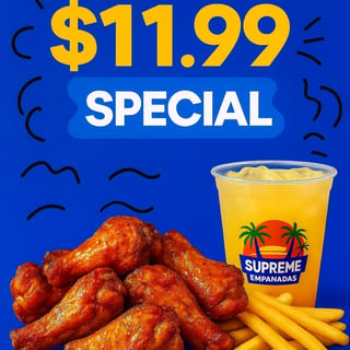 6 Wings with Fries and a Lemonade
